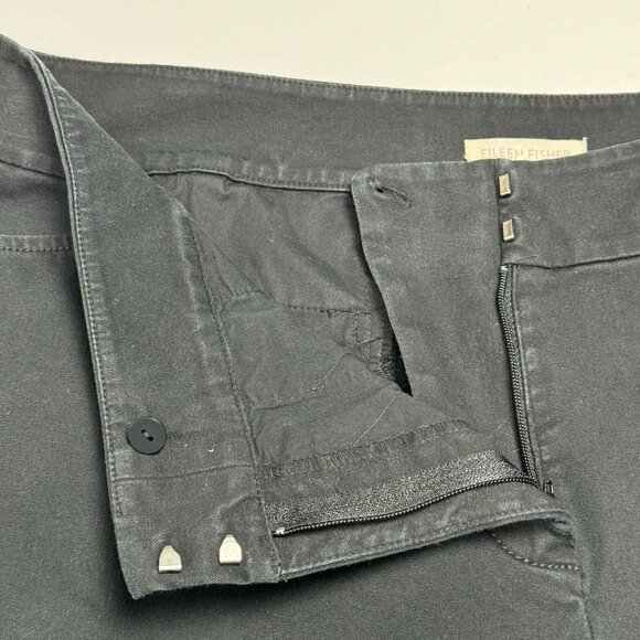 Eileen Fisher Black Cropped Straight Leg Pants Cuffed Women’s L - Picture 14 of 16